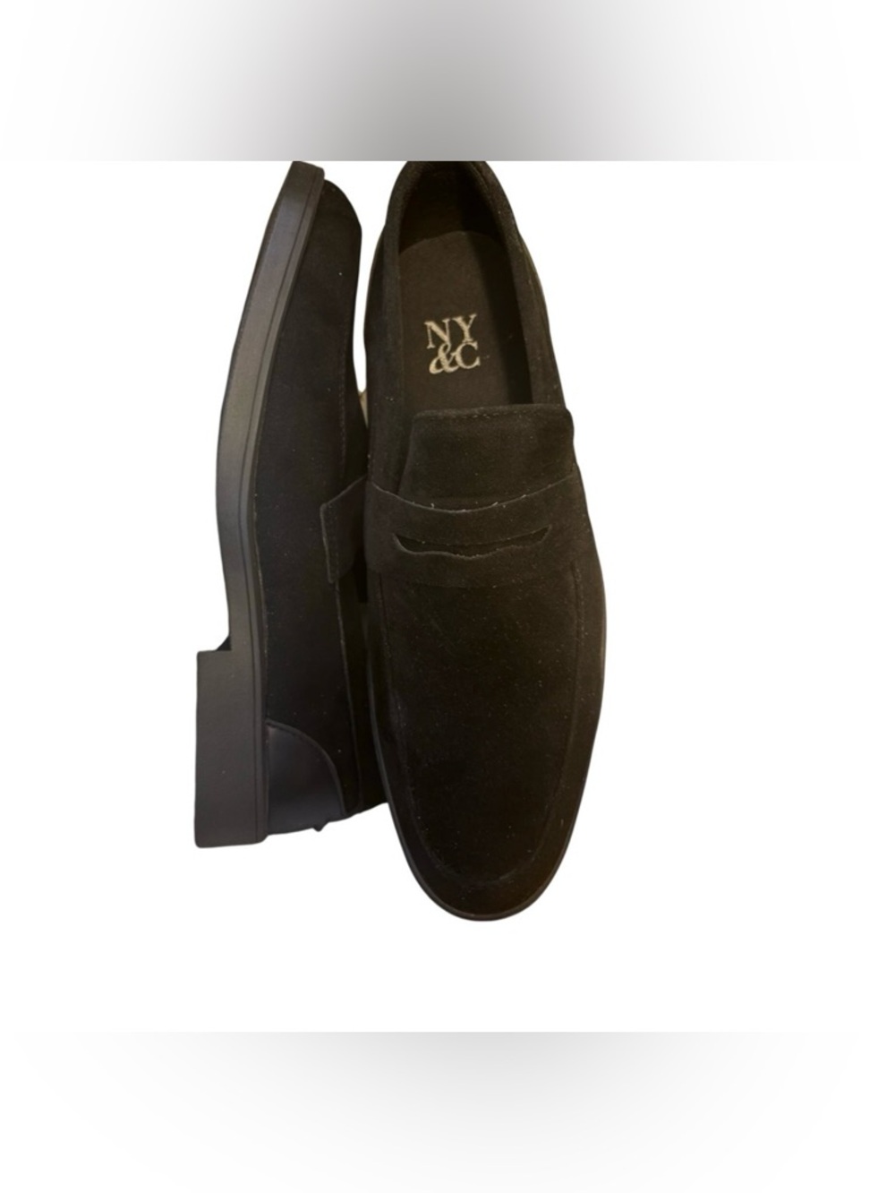 NY&C Jake Black Penny Loafers Mens 11‎ Suede Slip On Dress Shoes NIB - Picture 2 of 6